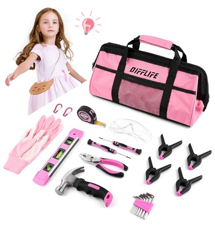 25-Piece Pink Tool Set for Kids and DIY