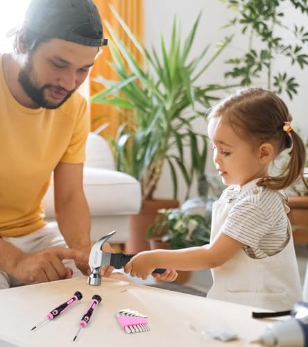 25-Piece Pink Tool Set for Kids and DIY