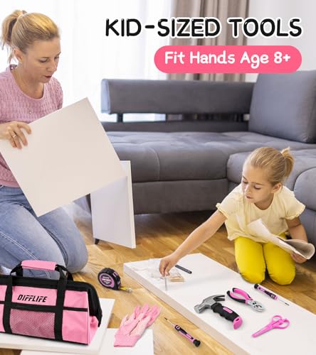 25-Piece Pink Tool Set for Kids and DIY