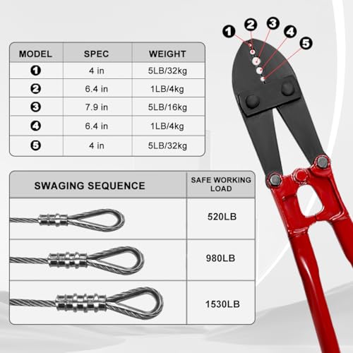 24" Wire Rope Crimping Pliers for Swaging