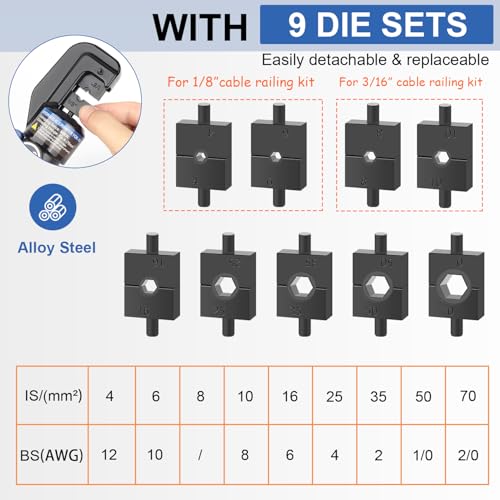 Hand Operated Hydraulic Crimping Tool with 9 Dies