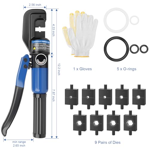 Hand Operated Hydraulic Crimping Tool with 9 Dies