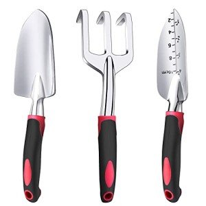 3-Piece Aluminum Garden Tool Set with Rubber Handle