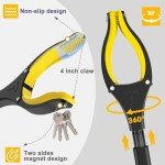 44 Inch Extra Long Grabber Reacher Tool，Foldable Trash Pick Up Stick for Seniors with Strong Grip Magnetic，360°Rotating Anti-Slip Jaw 4" Wide Claw Opening,Hand Grabber for Reaching