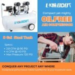 Limodot Air Compressor, Ultra Quiet Air Compressor, Only 68dB, 8 Gallon Durable Steel Air Tank, 2.8CFM @ 90PSI, Oil-Free, Ideal For Shop, Garage, Car, Pneumatic Tool, 1.2 HP