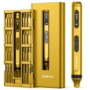 Mini Electric Screwdriver, 52 in 1 Electric Screwdriver Kit with 48 Magnetic Bits, Soleilwear Precision Screwdriver Cordless Repair Tool for Phone Camera Laptop Watch