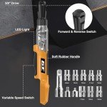 3/8" Cordless Ratchet Wrench, Compatible with DEWALT 20V MAX Battery, 74Ft-Lbs Power Electric Ratchet Tool Kit, 1/2" & 1/4" Adapters, 3" Extension Bar (Tool Only)