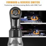 3/8" Cordless Ratchet Wrench, Compatible with DEWALT 20V MAX Battery, 74Ft-Lbs Power Electric Ratchet Tool Kit, 1/2" & 1/4" Adapters, 3" Extension Bar (Tool Only)