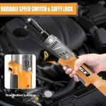 3/8" Cordless Ratchet Wrench, Compatible with DEWALT 20V MAX Battery, 74Ft-Lbs Power Electric Ratchet Tool Kit, 1/2" & 1/4" Adapters, 3" Extension Bar (Tool Only)