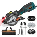 DOVAMAN Circular Saw, 5.8A 4-1/2" Compact Circular Saw w/Contractor Bag, Laser Guide, Metal Auxiliary Handle, Multi-Material Cuts w/ 6 Saw Blades, Tool-Free Adjustment of Angle & Depth (Max 1-11/16")