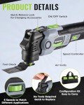 WORKPRO 20V Oscillating Tool Kit, Cordless and Brushless 19,000 RPM Orbiting Multi Tool with 6 Variable Speeds, 3.6°Oscillation Angle, 21pcs Saw Accessories, 1 Rechargeable Battery and Carrying Bag