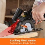 DOVAMAN Circular Saw, 5.8A 4-1/2" Compact Circular Saw w/Contractor Bag, Laser Guide, Metal Auxiliary Handle, Multi-Material Cuts w/ 6 Saw Blades, Tool-Free Adjustment of Angle & Depth (Max 1-11/16")