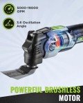 WORKPRO 20V Oscillating Tool Kit, Cordless and Brushless 19,000 RPM Orbiting Multi Tool with 6 Variable Speeds, 3.6°Oscillation Angle, 21pcs Saw Accessories, 1 Rechargeable Battery and Carrying Bag