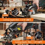 DOVAMAN Circular Saw, 5.8A 4-1/2" Compact Circular Saw w/Contractor Bag, Laser Guide, Metal Auxiliary Handle, Multi-Material Cuts w/ 6 Saw Blades, Tool-Free Adjustment of Angle & Depth (Max 1-11/16")