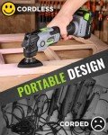 WORKPRO 20V Oscillating Tool Kit, Cordless and Brushless 19,000 RPM Orbiting Multi Tool with 6 Variable Speeds, 3.6°Oscillation Angle, 21pcs Saw Accessories, 1 Rechargeable Battery and Carrying Bag