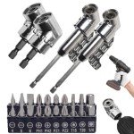Corner Tool Screw Hub, Multi-function Bend Screwdriver Bit, 360° Rotatable 1/4'' 3/8'' 1/2" Socket Adapter Set,105 Degree Angle Screwdriver Drill Bit for Household Workplace Industry(2PCS)