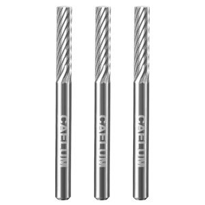 CAELUM 9901 Cylinder Tungsten Carbide Cutter, High-Performance Rotary Carving Bit, Metal Grinding Carving Tool Drill Bits, 1/8 In Shank Diameter for Die Grinder Kits, Silver, 3 Pcs