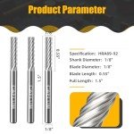 CAELUM 9901 Cylinder Tungsten Carbide Cutter, High-Performance Rotary Carving Bit, Metal Grinding Carving Tool Drill Bits, 1/8 In Shank Diameter for Die Grinder Kits, Silver, 3 Pcs