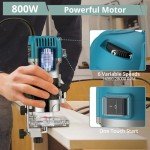 COLFULINE Palm Router Tool, 1/4'' Compact Electric Hand Router Wood Trimmer Routers Woodworking with 6 Variable Speed, Portable Router Case, Trimmer Base 6.35mm, 3m Power Cord