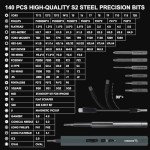 STREBITO Electric Screwdriver 155 in 1 Mini Electric Screwdriver Set, Max 5 N.m, 140 S2 Magnetic Bits, 3 Torque Settings, 650mAh Power Screwdriver Cordless Rechargeable, Repair Tool Kit for PC Phone