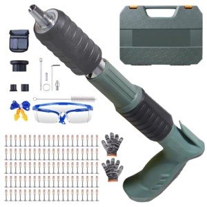 Portable Air Nailer Gun - Powerful 3 Speed Adjustable Manual Steel Nail Gun, Wall Fastening Tool for Cement Wall Wire Hider Fixture Install, Woodworking and Decoration Integrated Nail Gun