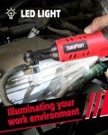DuroFort Cordless Electric Ratchet, 12V Ratchet Wrench Tool Kit 40 FT.LBS, with LED Light, 500RPM Variable Speed Wrench, 2-Pack 2.0Ah Battery, 7 Sockets, 1/4" Socket Adapter, 3/8" Extension Rod