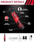 DuroFort Cordless Electric Ratchet, 12V Ratchet Wrench Tool Kit 40 FT.LBS, with LED Light, 500RPM Variable Speed Wrench, 2-Pack 2.0Ah Battery, 7 Sockets, 1/4" Socket Adapter, 3/8" Extension Rod