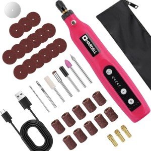 HARDELL Mini Cordless Rotary Tool kit 3.7V, 18000RPM 5 Variable Speeds Rotary Tool with 36pcs Accessories, Rechargeable Battery, for Grinding, Drilling, Cutting, Sanding, Carving, DIY