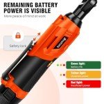 Qimu Cordless Electric Ratchet Wrench Set, 12V Power Ratchet Wrench Tool Kit, 3/8" Cordless Ratchet, Power Ratchet Driver with 2 Packs 1500mAh Lithium-Ion Battery, 7 Sockets and Charger, LED Light