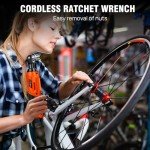 Qimu Cordless Electric Ratchet Wrench Set, 12V Power Ratchet Wrench Tool Kit, 3/8" Cordless Ratchet, Power Ratchet Driver with 2 Packs 1500mAh Lithium-Ion Battery, 7 Sockets and Charger, LED Light
