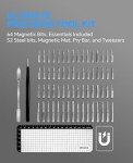 Efekol Electric Screwdriver, 70 in 1 Mini Electric Precision Screwdriver Kit Tool with 64 S2 Magnetic Bits, Tweezers, Magnetic Mat and Pry Bar, Perfect for Electronics Phone Camera Laptop Watch