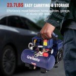 Air Compressor Portable, Ultra Quiet 60 dB, 13-Second Quick Fill, 1 Gallon Compact, Oil-Free for Tire Inflation, Nail Gun, Pneumatic Tools, Cleaning in Home or Shop Projects, 1.5HP