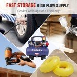 Air Compressor Portable, Ultra Quiet 60 dB, 13-Second Quick Fill, 1 Gallon Compact, Oil-Free for Tire Inflation, Nail Gun, Pneumatic Tools, Cleaning in Home or Shop Projects, 1.5HP