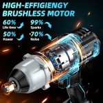 Uaoaii Cordless Impact Wrench 800Nm(590ft-lbs), 1/2 Battery Impact Gun Power Wrench w/ 2x 4.0Ah Batteries & Fast Charger, Sockets, Storage Tool Box & Variable Speeds for Car Tire Mower, IW700