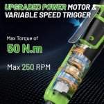 PHALANX Cordless Electric Ratchet Wrench Set, 3/8" 12V Power Ratchet Tool Kit with 2 Packs 2000mAh Lithium-Ion Batteries and Fast Charger, 50N.m Variable Speed Trigger, Max 250RPM, 9 Sockets