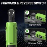 PHALANX Cordless Electric Ratchet Wrench Set, 3/8" 12V Power Ratchet Tool Kit with 2 Packs 2000mAh Lithium-Ion Batteries and Fast Charger, 50N.m Variable Speed Trigger, Max 250RPM, 9 Sockets