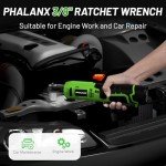 PHALANX Cordless Electric Ratchet Wrench Set, 3/8" 12V Power Ratchet Tool Kit with 2 Packs 2000mAh Lithium-Ion Batteries and Fast Charger, 50N.m Variable Speed Trigger, Max 250RPM, 9 Sockets