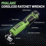 PHALANX Cordless Electric Ratchet Wrench Set, 3/8" 12V Power Ratchet Tool Kit with 2 Packs 2000mAh Lithium-Ion Batteries and Fast Charger, 50N.m Variable Speed Trigger, Max 250RPM, 9 Sockets
