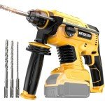 Cordless Rotary Hammer Drill for DeWalt 20V Battery: Brushless 1 Inch SDS Hammer Drill for Concrete - 4 Mode - 2.5 Joules -1500 RPM - with 360° Auxiliary Handle and 4 Drill Bits, Tool Only