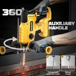 Cordless Rotary Hammer Drill for DeWalt 20V Battery: Brushless 1 Inch SDS Hammer Drill for Concrete - 4 Mode - 2.5 Joules -1500 RPM - with 360° Auxiliary Handle and 4 Drill Bits, Tool Only