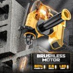Cordless Rotary Hammer Drill for DeWalt 20V Battery: Brushless 1 Inch SDS Hammer Drill for Concrete - 4 Mode - 2.5 Joules -1500 RPM - with 360° Auxiliary Handle and 4 Drill Bits, Tool Only