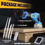 Cordless Reciprocating Saw for DeWalt 20V MAX XR: Brushless Recipro Saw-1 Inch Stroke Length 3200 SPM Variable Speed - Tool-Free Blade Change with 4 Saw Blades for Metal Wood PVC Cutting, No Battery