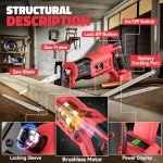 Cordless Reciprocating Saw for Milwaukee m18: Cerycose Brushless Recipro Saw- 1" Stroke Length 3200 SPM Variable Speed-Toolless Blade Change with 4 Saw Blades for Metal Wood PVC Cutting Tool Only