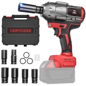 Cerycose Cordless Impact Wrench 900FT-LBS for Milwaukee 18V Battery - with 6 Sockets and Durable Toolbox Brushless Electric 1/2 inch Impact Gun Includes LED Work Light - 2100RPM High Torque Driver