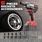 Cerycose Cordless Impact Wrench 900FT-LBS for Milwaukee 18V Battery - with 6 Sockets and Durable Toolbox Brushless Electric 1/2 inch Impact Gun Includes LED Work Light - 2100RPM High Torque Driver