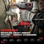 Cerycose Cordless Impact Wrench 900FT-LBS for Milwaukee 18V Battery - with 6 Sockets and Durable Toolbox Brushless Electric 1/2 inch Impact Gun Includes LED Work Light - 2100RPM High Torque Driver