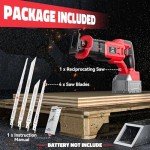 Cordless Reciprocating Saw for Milwaukee m18: Cerycose Brushless Recipro Saw- 1" Stroke Length 3200 SPM Variable Speed-Toolless Blade Change with 4 Saw Blades for Metal Wood PVC Cutting Tool Only