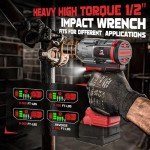 Cerycose Cordless Impact Wrench 900FT-LBS for Milwaukee 18V Battery - with 6 Sockets and Durable Toolbox Brushless Electric 1/2 inch Impact Gun Includes LED Work Light - 2100RPM High Torque Driver