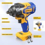 ACROPOW Cordless Impact Wrench for 20V MAX DEWALT Battery, 1/2 Inch Brushless High Torque Power Impact Gun 630 Ft-lbs(850 N.m) with 3-Mode Speed, LED Light (Bare Tool Only)