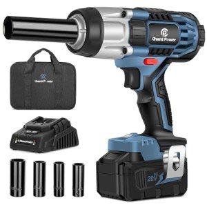 C P CHANTPOWER 450N.M (330 ft lbs) Cordless Impact Wrench, 1/2" Impact Gun, 20V High Torque Power Impact Driver, Battery Electric Impact Motor, Variable Speeds, Sockets, Fast Charger and Tool Bag